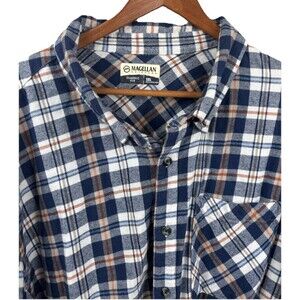 MAGELLAN Outdoor Canyon Creek Classic Fit Button Up Flannel Shirt Plaid 3XL